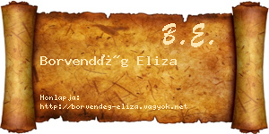 Borvendég Eliza névjegykártya